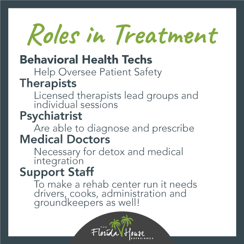 Different jobs in addiction treatment