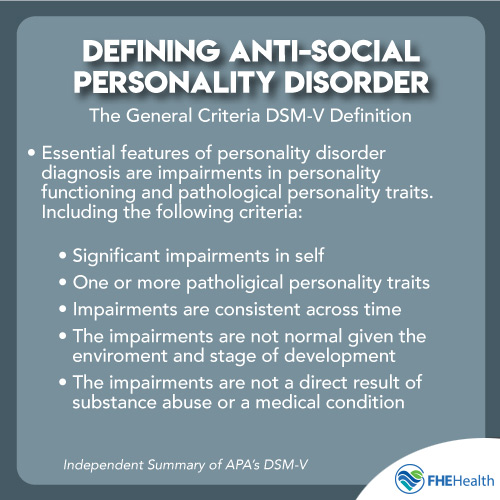 The DSM definition of Antisocial personality disorder