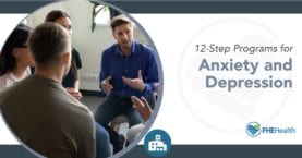 People sitting in a circle talking and following the Emotions Anonymous 12-step program for anxiety and depression