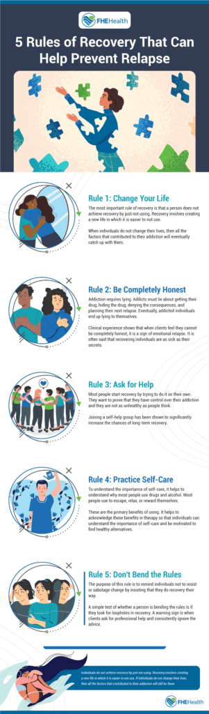 The 5 rules of recovery to prevent relapse infographic